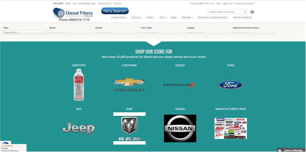 Dieselfiltersonline.com updated Payment Methods
