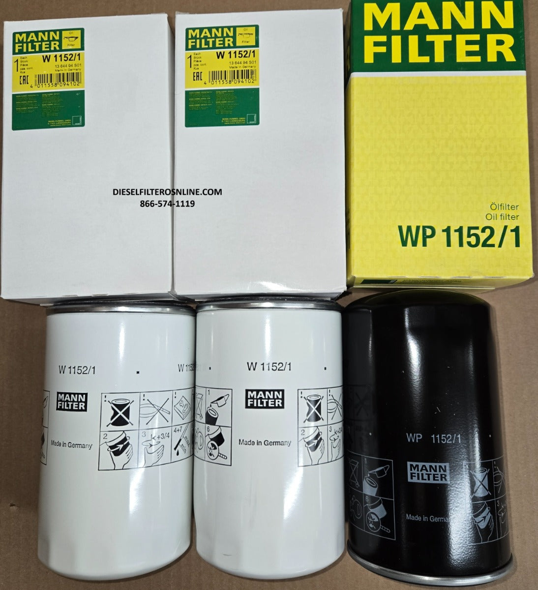 Kit de filtros de aceite Volvo Penta W-1152/1(23658092) x 2 WP-1152/1(21707132), compatible con motores diésel D16 Serie