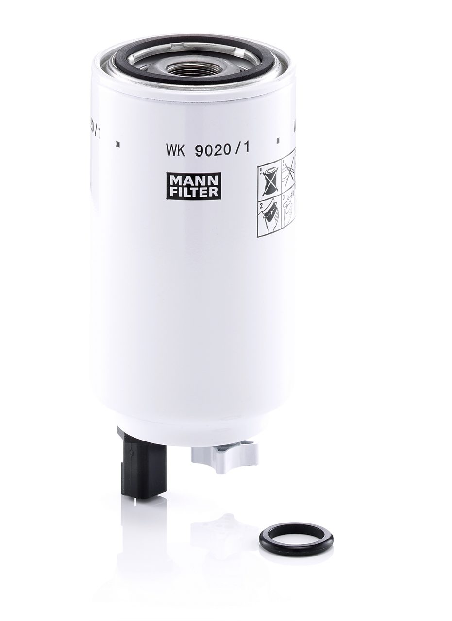 WK-9020/1-X Mann Filter Heavy Duty Spin-On Fuel Filter (OEM #s 4931955, 3973233, 23061666, 51060, 30091, 07049, 70240, 1635303, 87356193, 84477359)