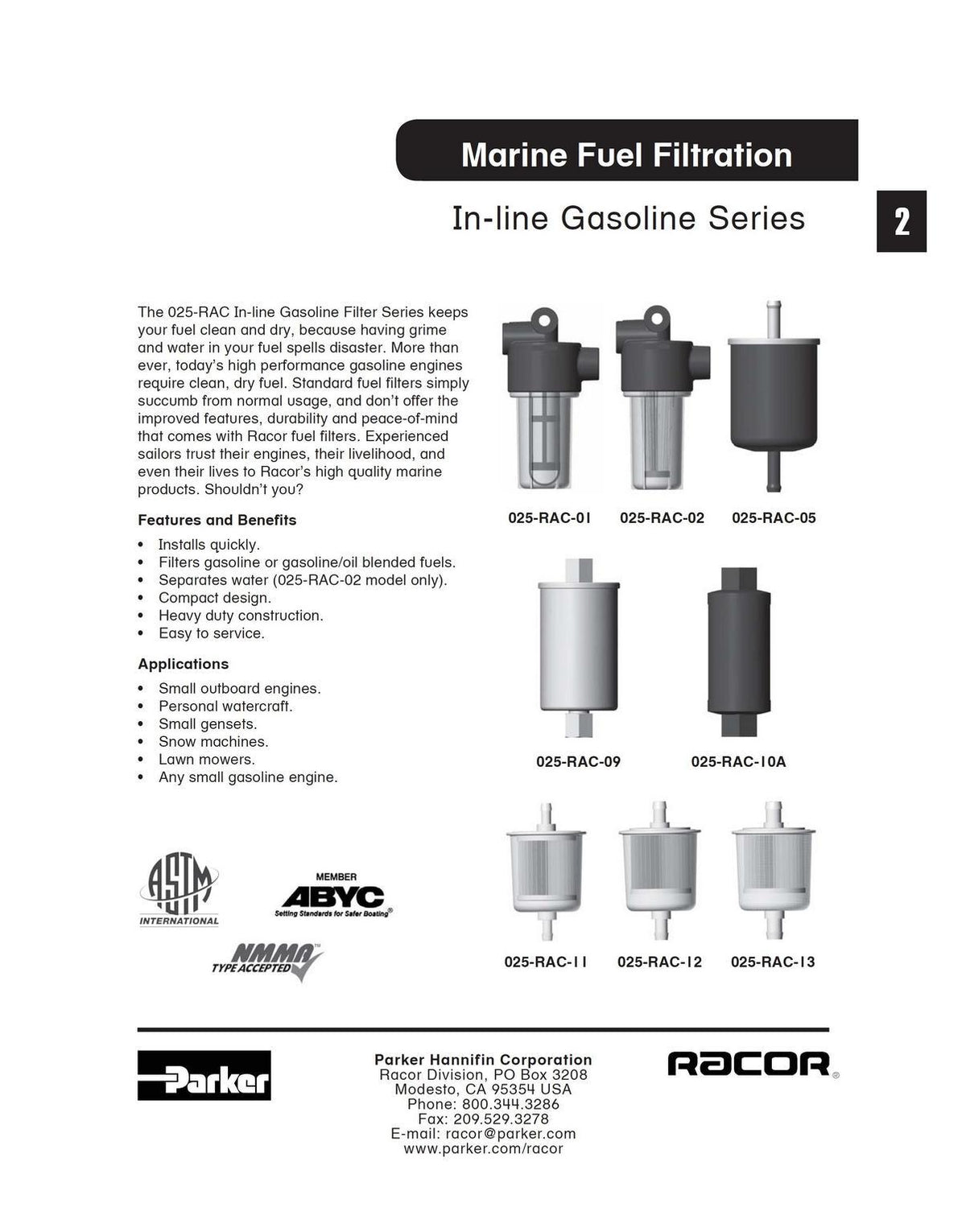 [025-RAC-01]Parker Racor GAS FF/WS- 25 GPH- 250 MIC