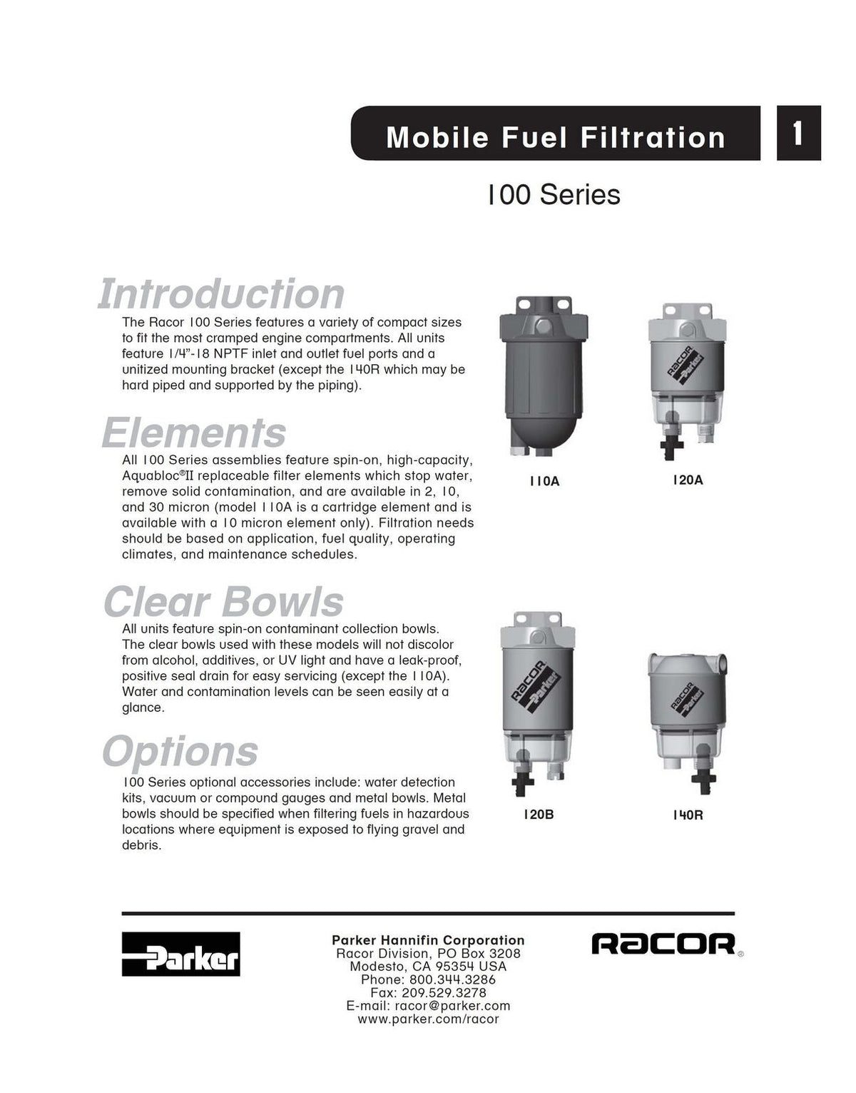 [120BT]Parker Racor FUEL FILTER/WATER SEPARATOR- 10 MICRON