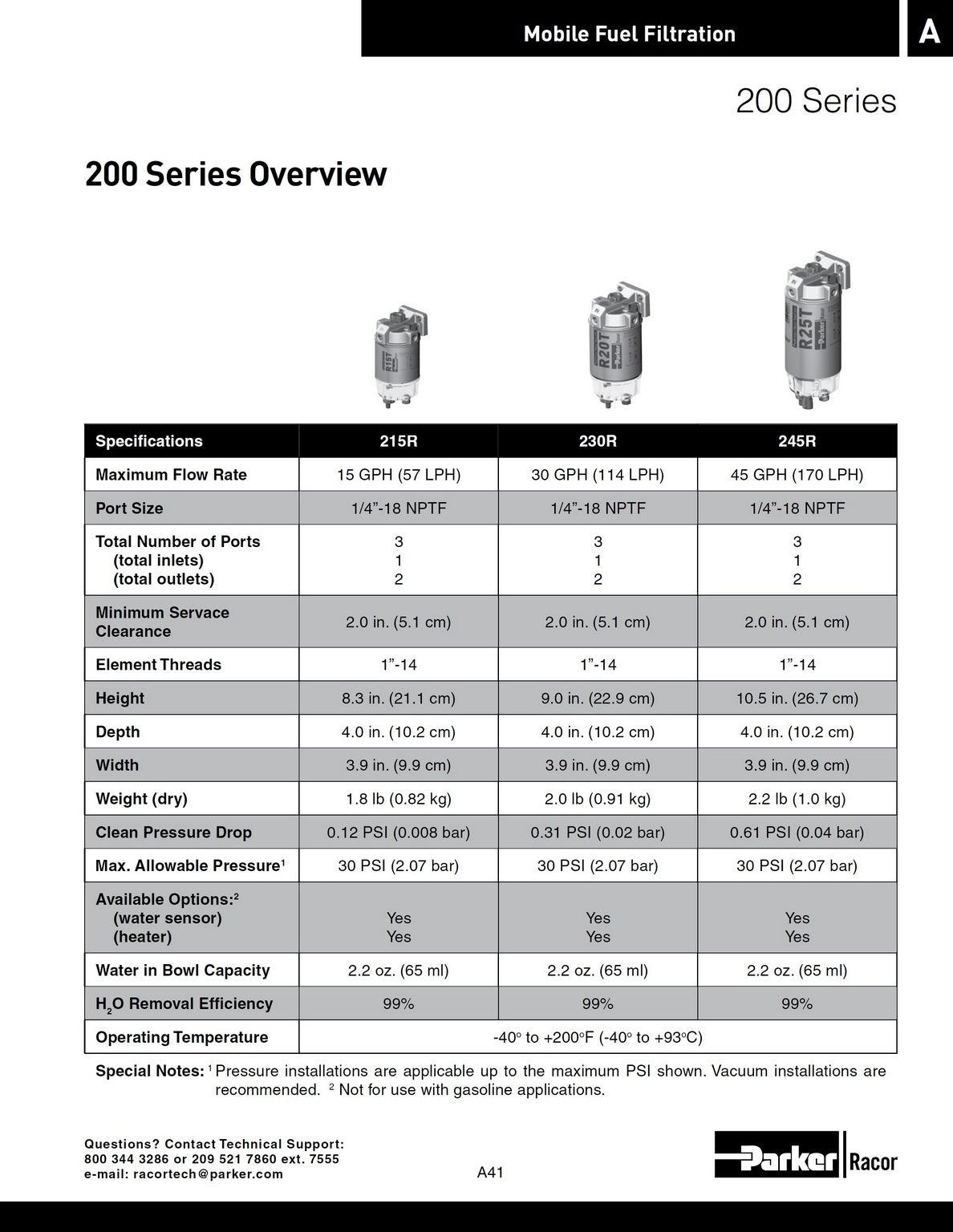 [230R1210]Parker Racor FUEL FILTER/WATER SEPARATOR ASSEMBLY