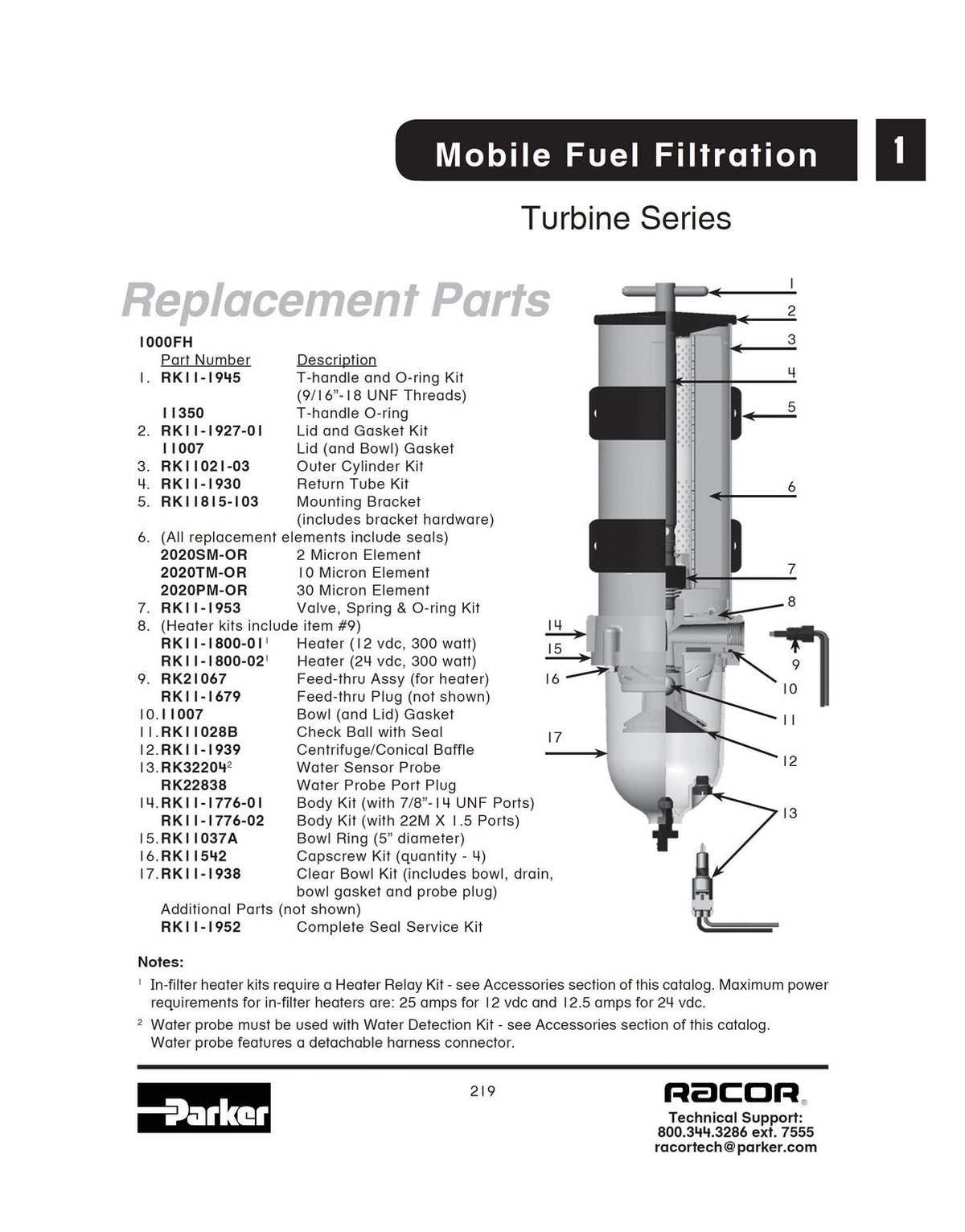 [2020TM-OR]Parker Racor REPL ELEMENT- 10 MICRON- WITH SEALS