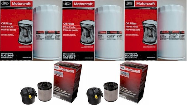 [fl-2124SS(x3)/FD4615(x2)]2011-16 Ford 6.7 litros turbo diésel Kit de filtro de aceite y combustible Motorcraft.