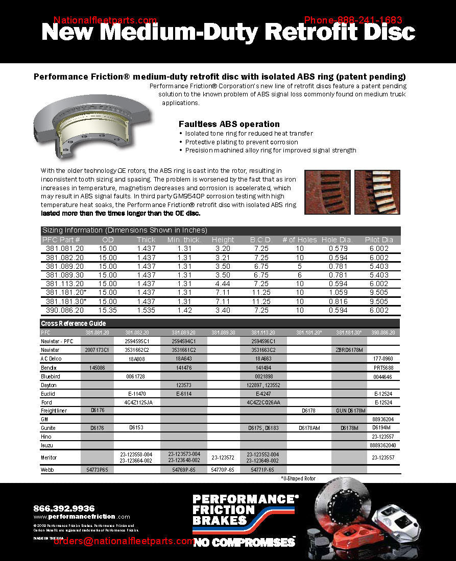 [381.081.20]Peformance Fricion brake rotor Medium truck retrofit disc with isolated ABS ring - Gunite D6176