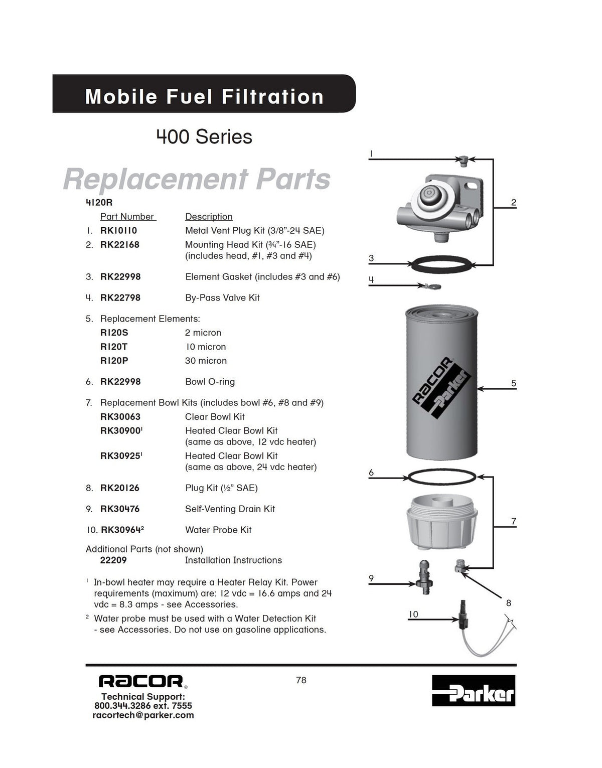 [4120R10]Parker Racor FUEL FILTER/WATER SEPARATOR ASSEMBLY