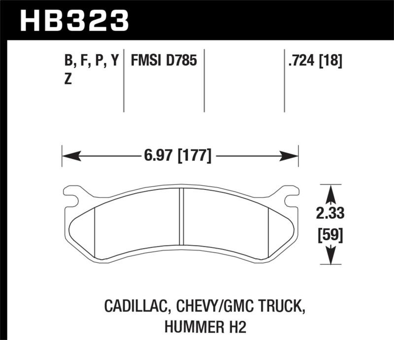 [HB323B.724]HAWK HPS 5.0 Brake Pad Sets.Hawk 2002-2002 Cadillac Escalade HPS 5.0 Front Brake Pads