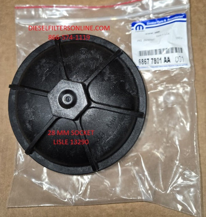 [68677801AA]Tapa genuina MOPAR para carcasa del filtro de combustible (1 de 2) 2025-2026 6.7L Cummins Ram 2500-5500