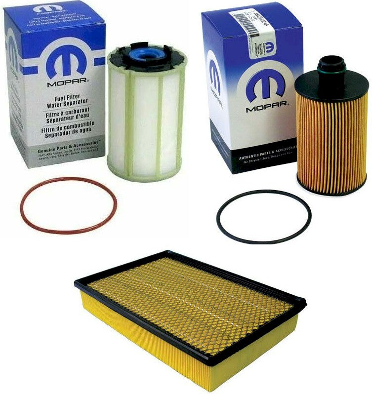 [68492616AA-68235275AB-68190705AA]Kit de filtros de aceite de motor, aire y combustible para Chrysler/Mopar/Ram. Ram 1500 3.0L v6 Eco diesel 2013-2019.