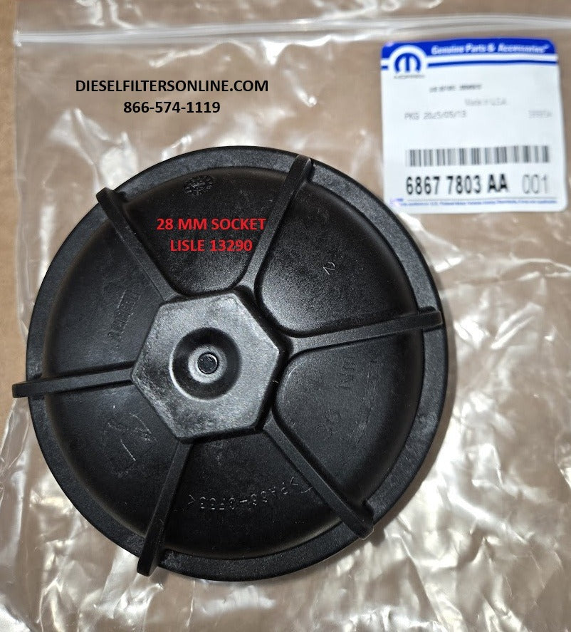 [68677803AA]Tapa genuina MOPAR para carcasa del filtro de combustible (1 de 2) 2025-2026 6.7L Cummins Ram 2500-5500