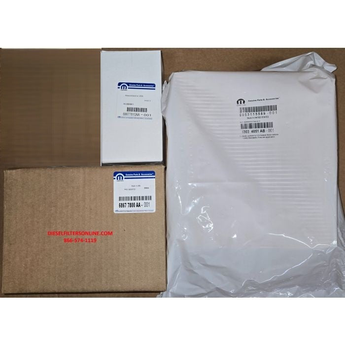[68677800AA-68645327AA-68677810AA] Kit de filtro de combustible diésel Mopar, filtro de aire y filtro de aceite para camioneta Ram 2500-5500 2025-26 con motor de 6.7 litros