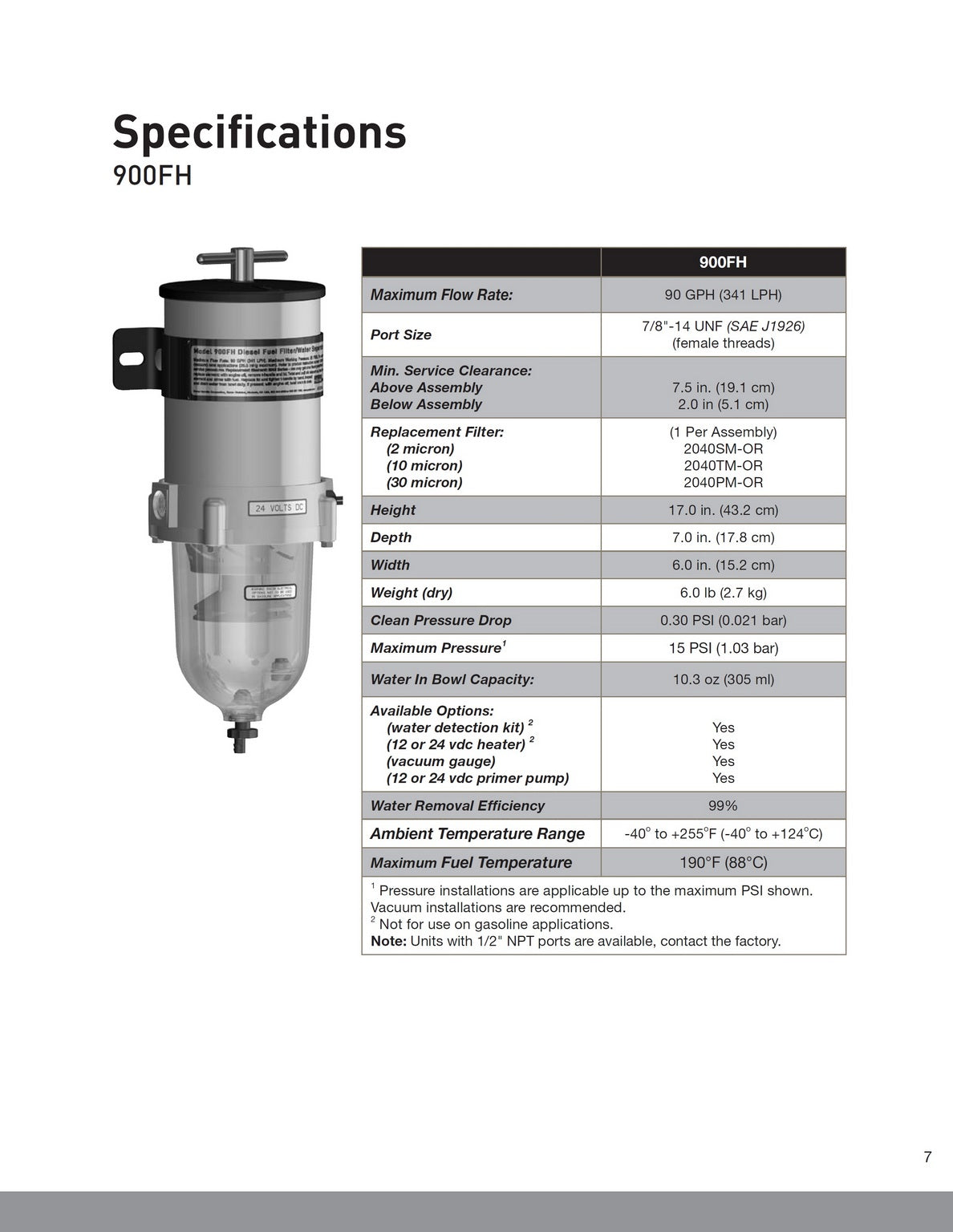 [900FH30]Parker Racor FG-FUEL FILTER/WATER SEPARATOR