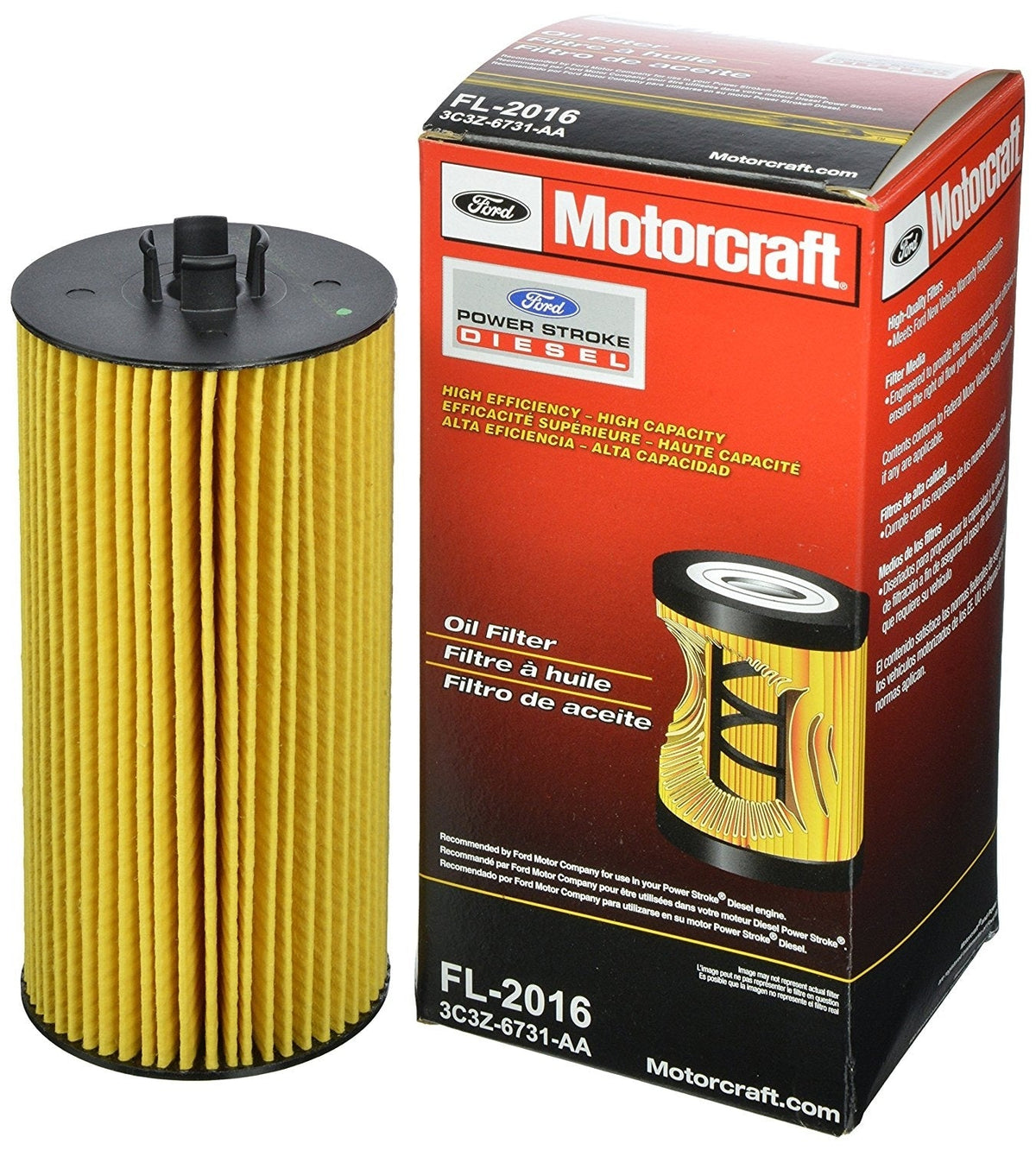 [FL-2016(3C3Z-6731-AA)]Motorcraft FL-2016 - Filtro de aceite para Ford Powerstroke diésel turbo de 6.0 y 6.4 litros