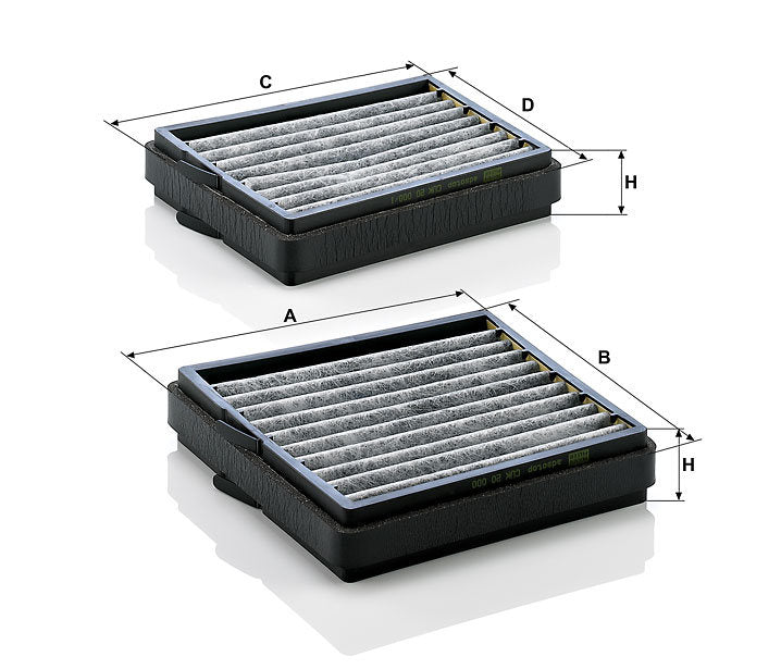[CUK-20-000-2]Mann-Filter European Cabin Filter - Carbon Activated(Mercedes-Benz Passenger Car and Light Truck 203 830 05 18)