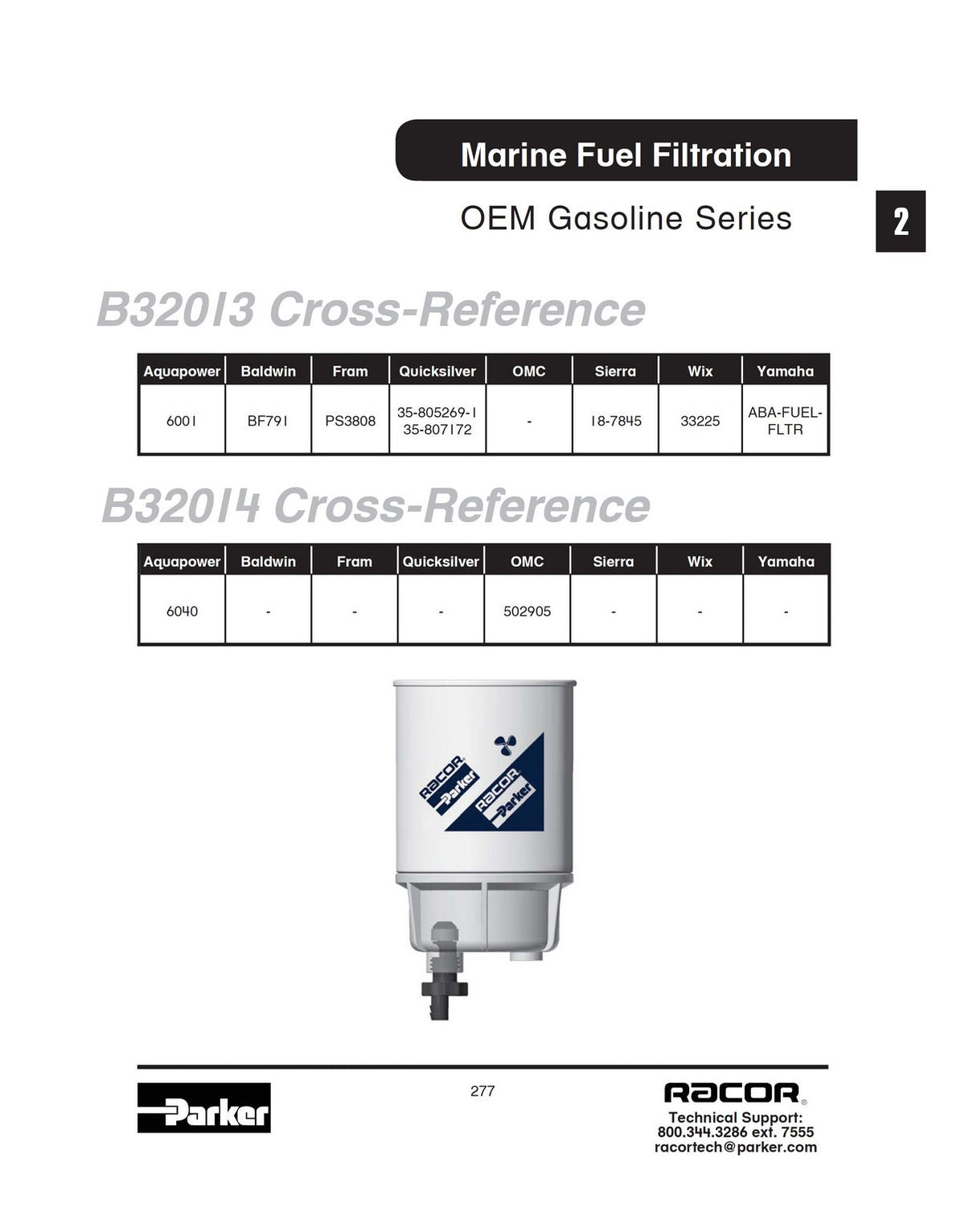 [B32014]Parker Racor MARINE GASOLINE FF/WS- OMC- OUTBOARD