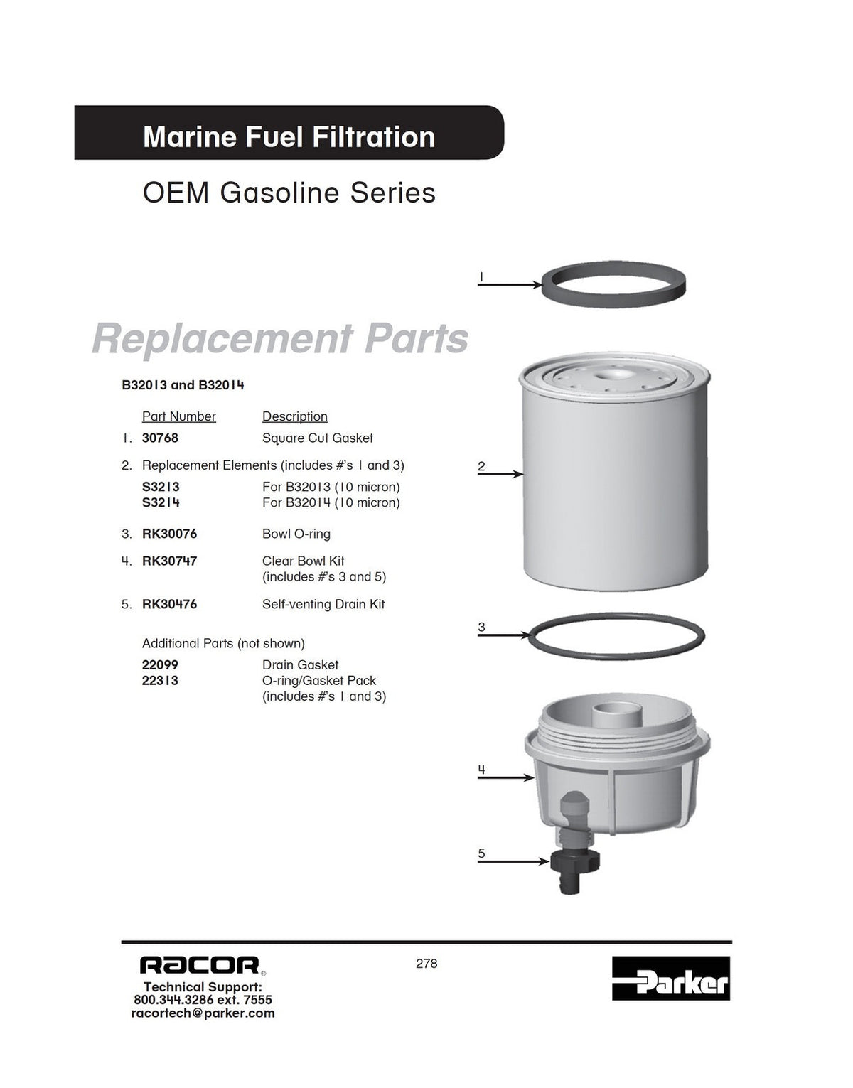 [B32013]Parker Racor GASOLINA MARINA FF/WS- MOTOR FUERA BORDA MERCURY