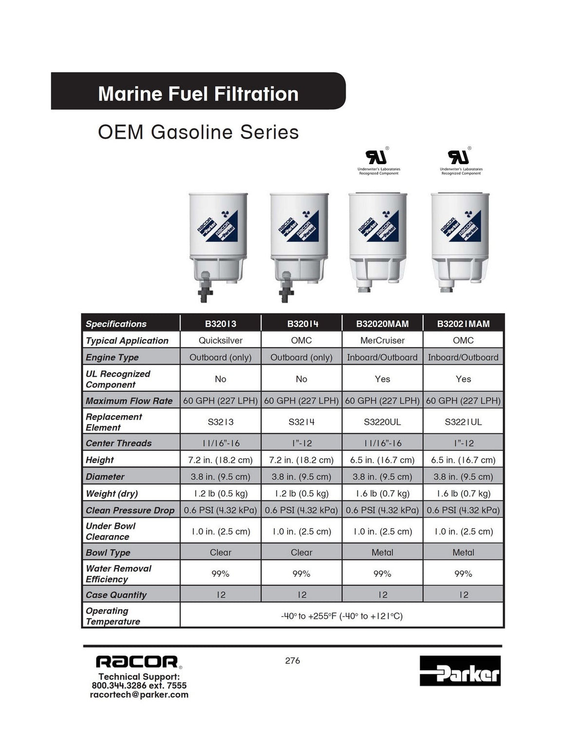 [B32020MAM]Parker Racor MARINE GASOLINE FF/WS- MERCURY INBOARD