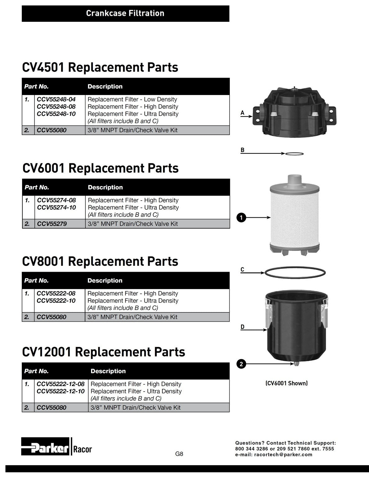 [CCV55222-08]Parker Racor REPL FILTER ASSY-CCV8000 HIGH EFF