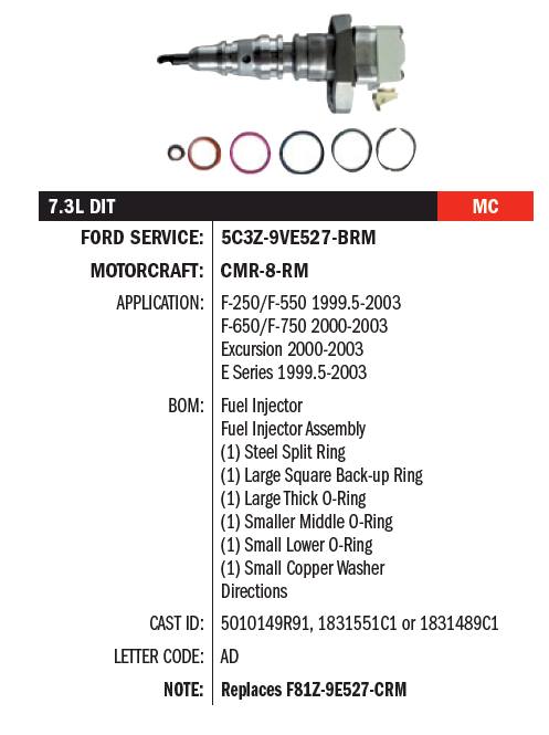 [CM8RM(5C3Z9VE527BRM)] Inyectores de combustible Motorcraft/Ford para Ford 7.3L Diesel serie F+E 1999-2003