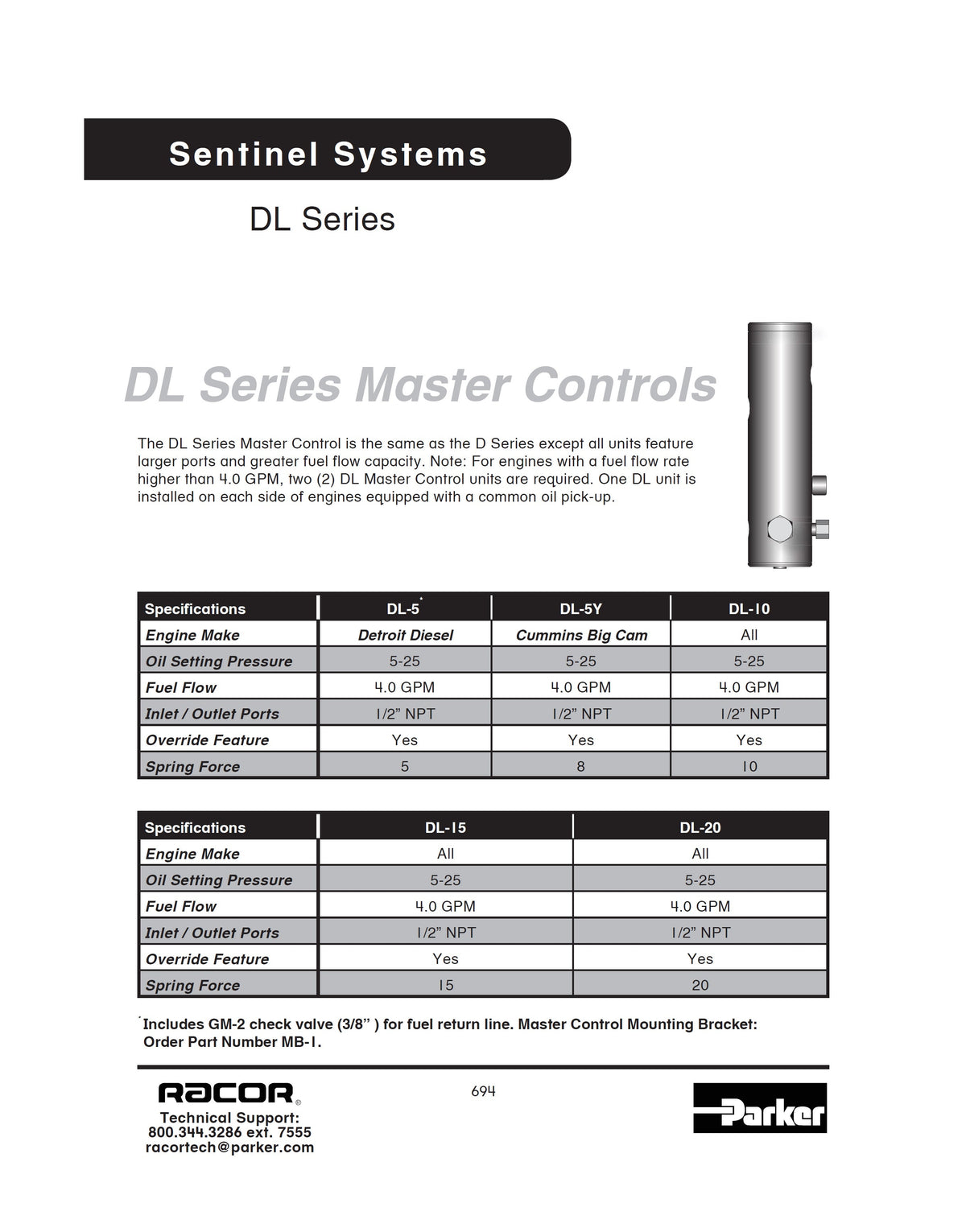 [DL-10V]Parker Racor MASTER CONTROL WITH AG-3