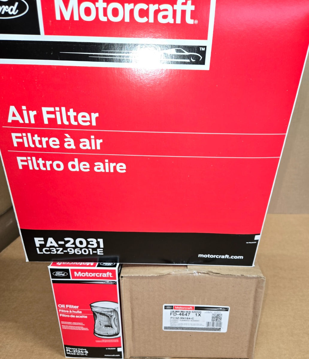 [FD4647-FL2124S-FA2031]2020-UP Ford 6.7 liter Powerstroke turbo diesel Motorcraft fuel/water filters,1 oil filter, 1 air filter kit