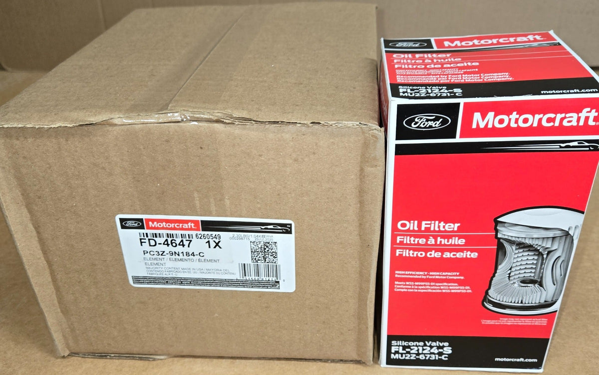 [FD4647-FL2124S]2017-UP Ford 6.7 liter Powerstroke turbo diesel Motorcraft fuel/water filters and 1 oil filter kit