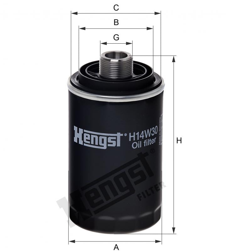 [H14W30]Filtro de aceite europeo de rosca Hengst (VW/Audi para turismos y vehículos comerciales ligeros 06J 115 403 C)(w719/45)