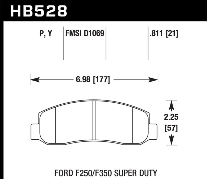 [HB559P.695]HAWK Super Duty Brake Pad Sets.Hawk 06-16 Dodge RAM 1500 / 06-10 Mitsubishi Raider Super Duty Front Brake Pads