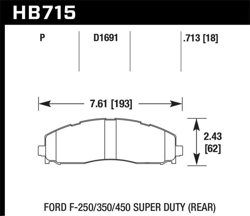 [HB715P.713]HAWK Super Duty Brake Pad Sets.Hawk 2015 Ford F-250/350/450 Super Duty Rear Brake Pads
