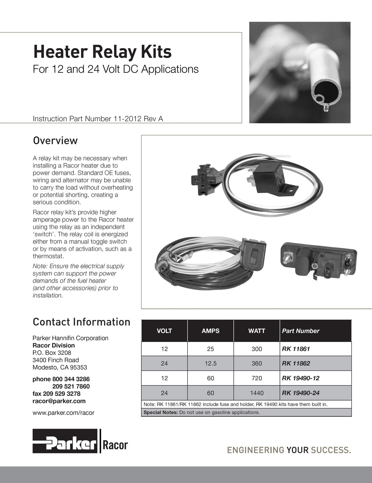 [RK-11862]Parker Racor KIT-HEATER RELAY 900/1000 24V