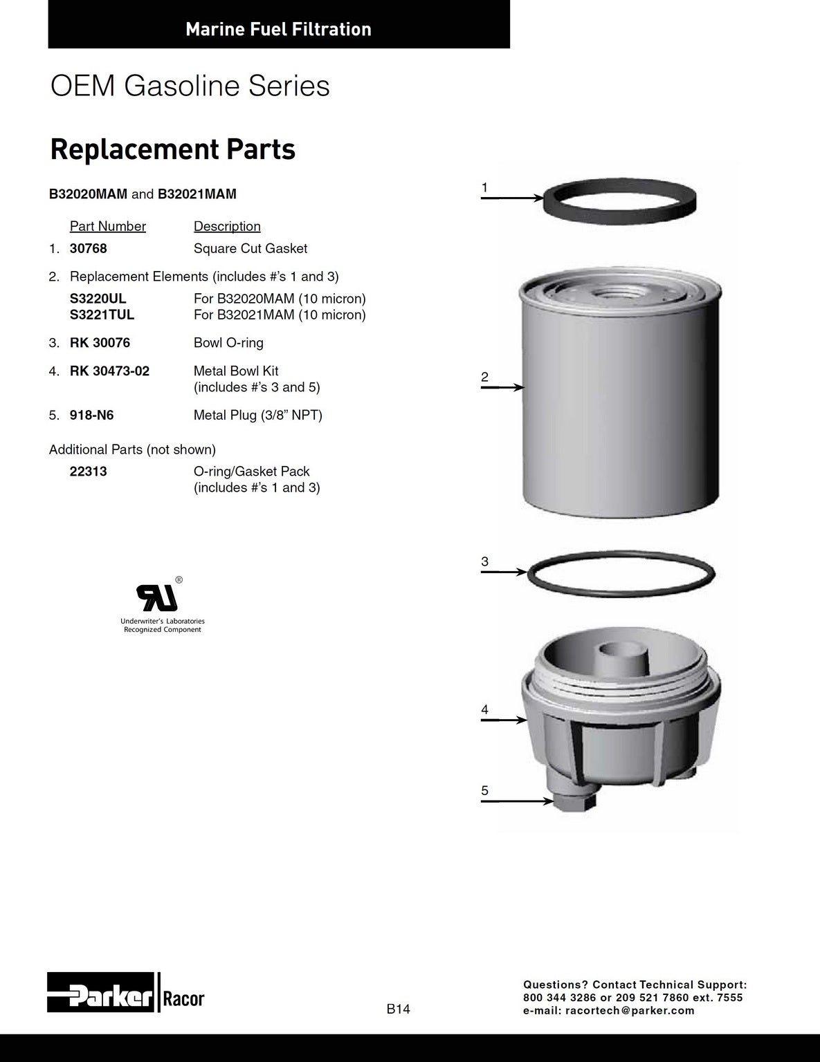 [RK-30473]Parker Racor KIT-320 MTL.BWL/NPT-SIN SOPORTE DE SENSORES