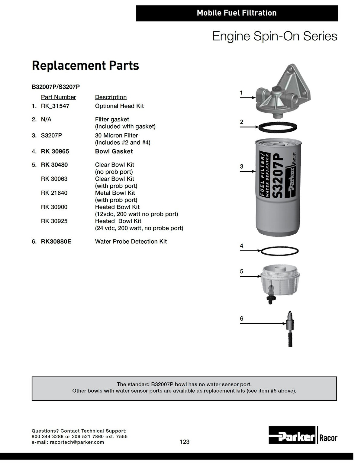 [RK-30063]Parker Racor KIT-BOWL REPLACEMENT 3205/6/7