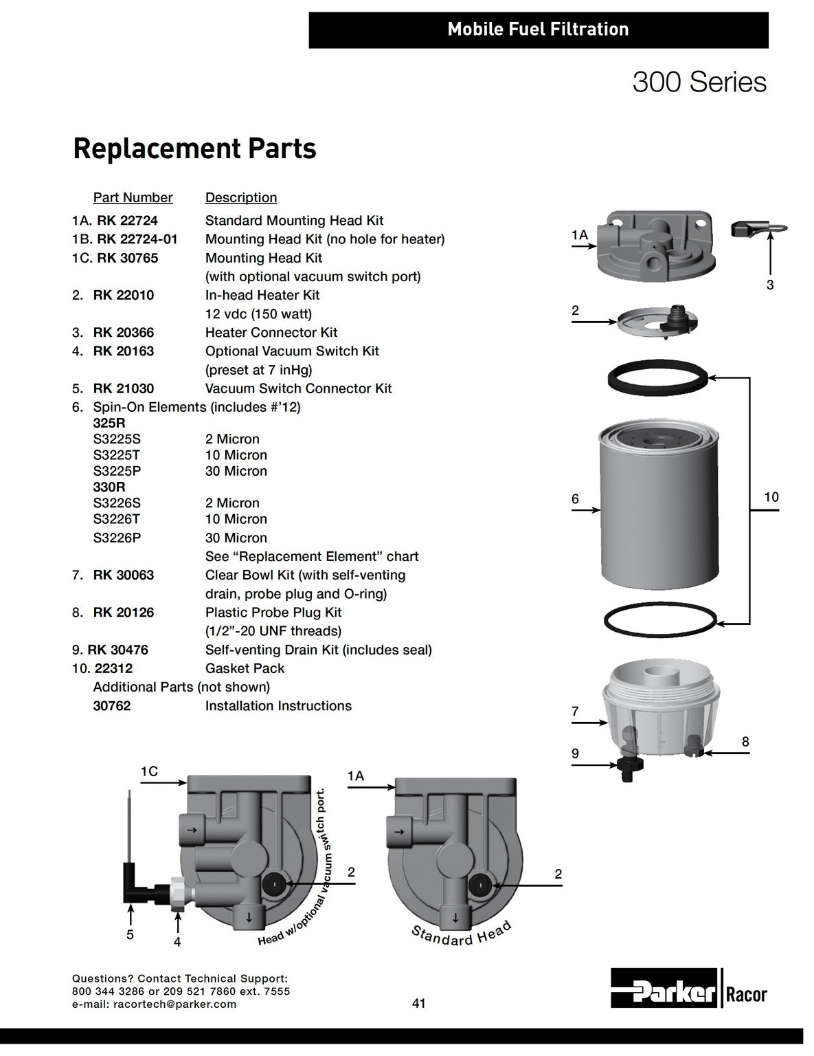 [RK-20126]Parker Racor KIT- TAPÓN DE CUENCO DE REPUESTO