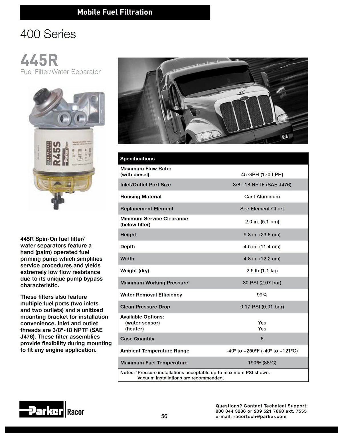 [445R30]Parker Racor FUEL FILTER/WATER SEPARATOR ASSEMBLY