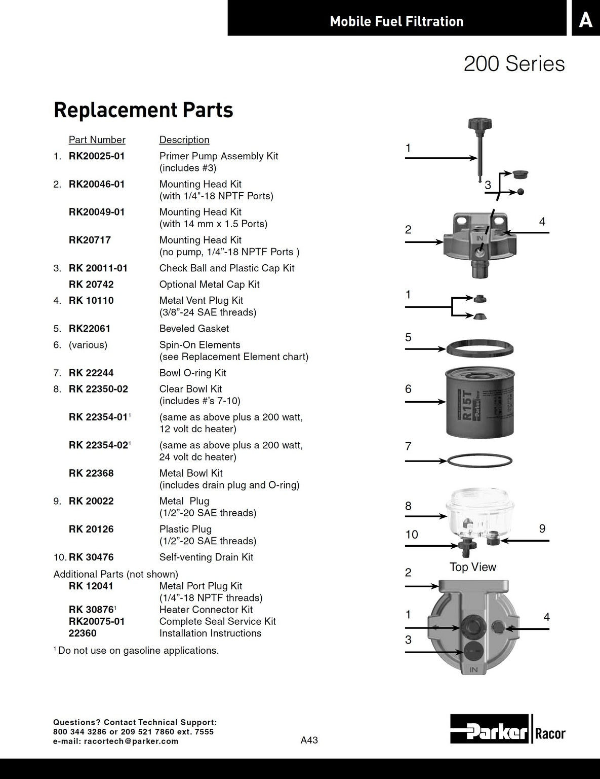 [RK-22354-01]Parker Racor KIT-REPL BOWL SERIE 12VDC-200