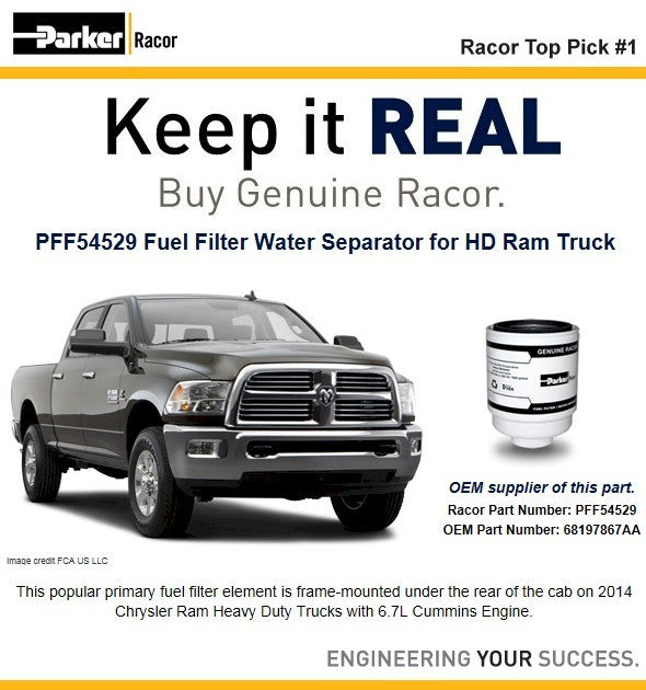 [PFF54529]Filtro de combustible Racor para camioneta Dodge/Ram 2013-18 con diésel Cummins de 6.7 litros(OEM 68197867AA)