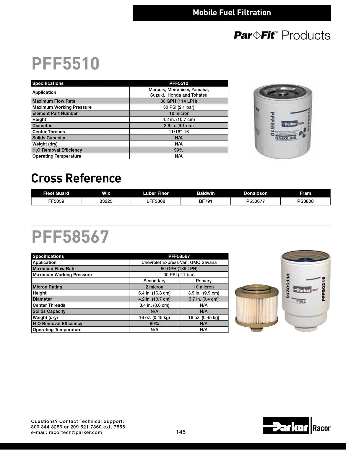 [PFF5510]Parker Racor GASOLINE FILTER- PARFIT