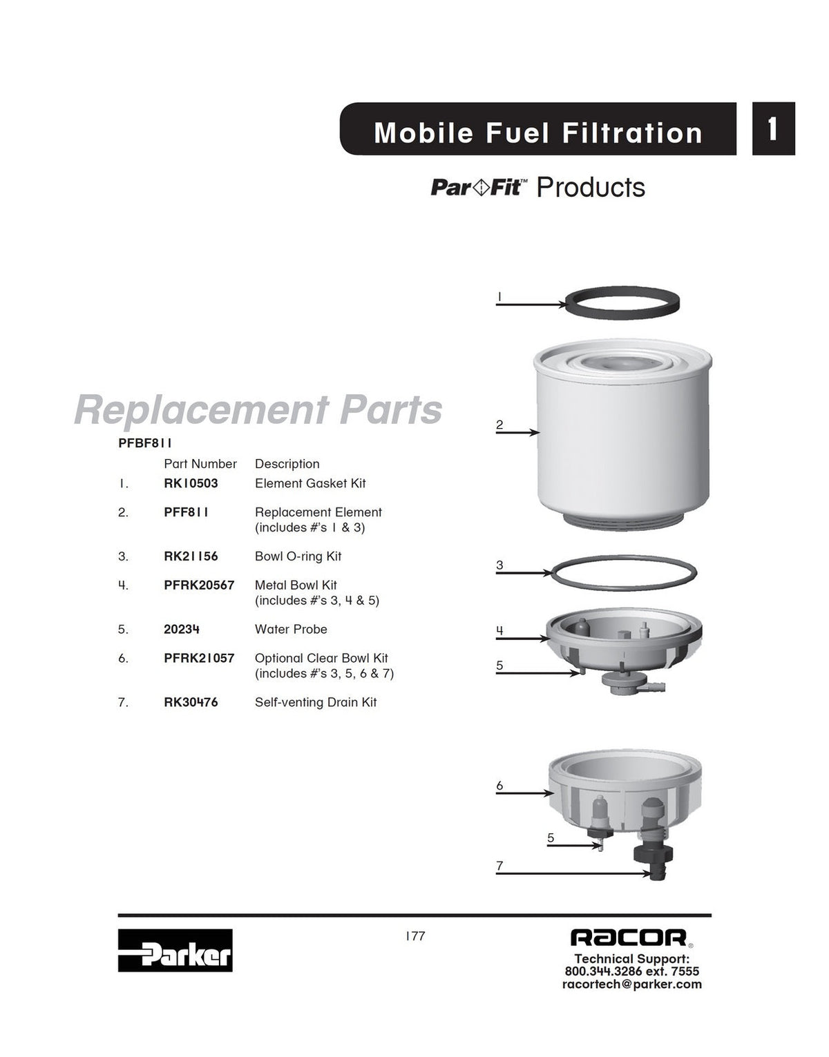 [PFRK20567]Racor repl kit, bowl/drain assy