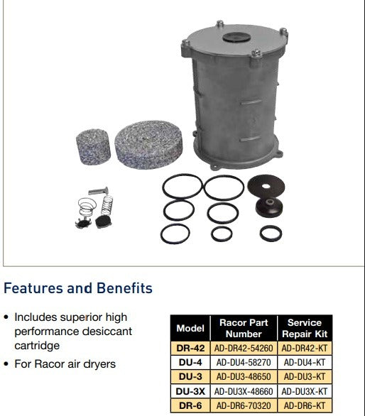 [AD-DU3X-KT] Kit de reparación para SECADOR DE AIRE Racor NABTESCO#41200048660-PEDIR UNIDAD COMPLETA-AD-DU3X-48660