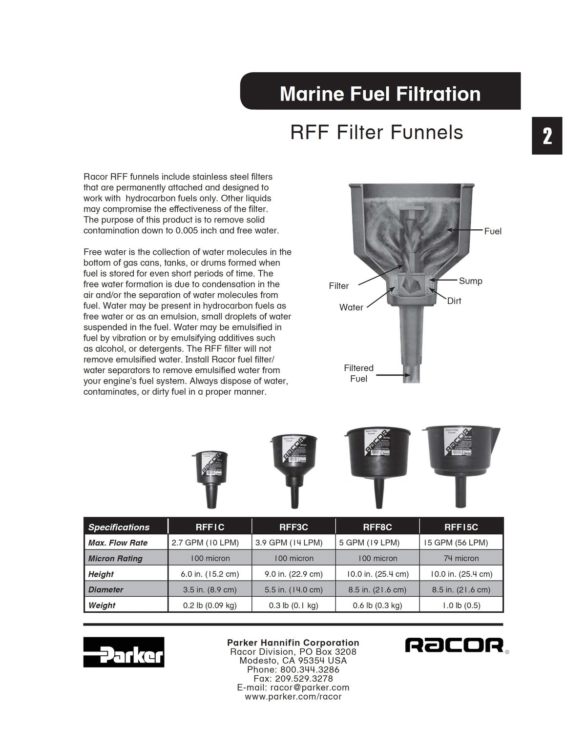 [RFF3C]Parker Racor FUEL FILTER FUNNEL 3.9 GPM