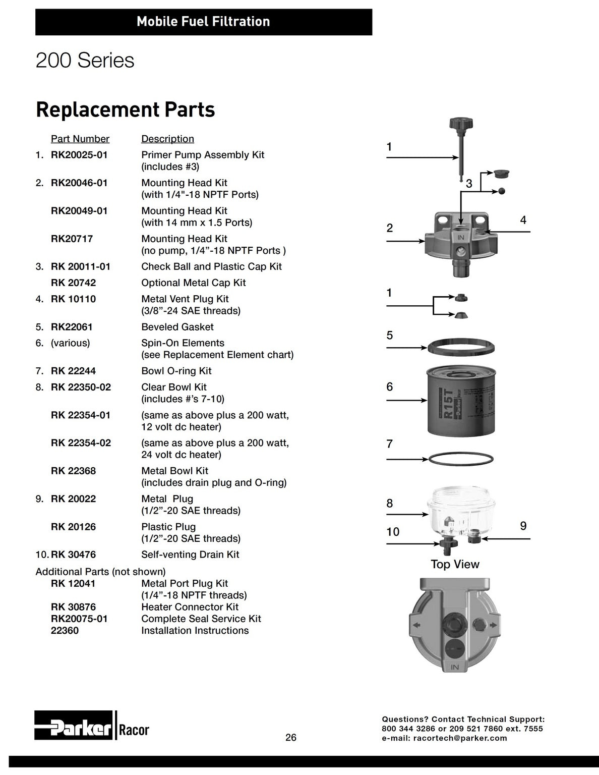 [RK20046-01]Racor REPL KIT- HEAD - NPT