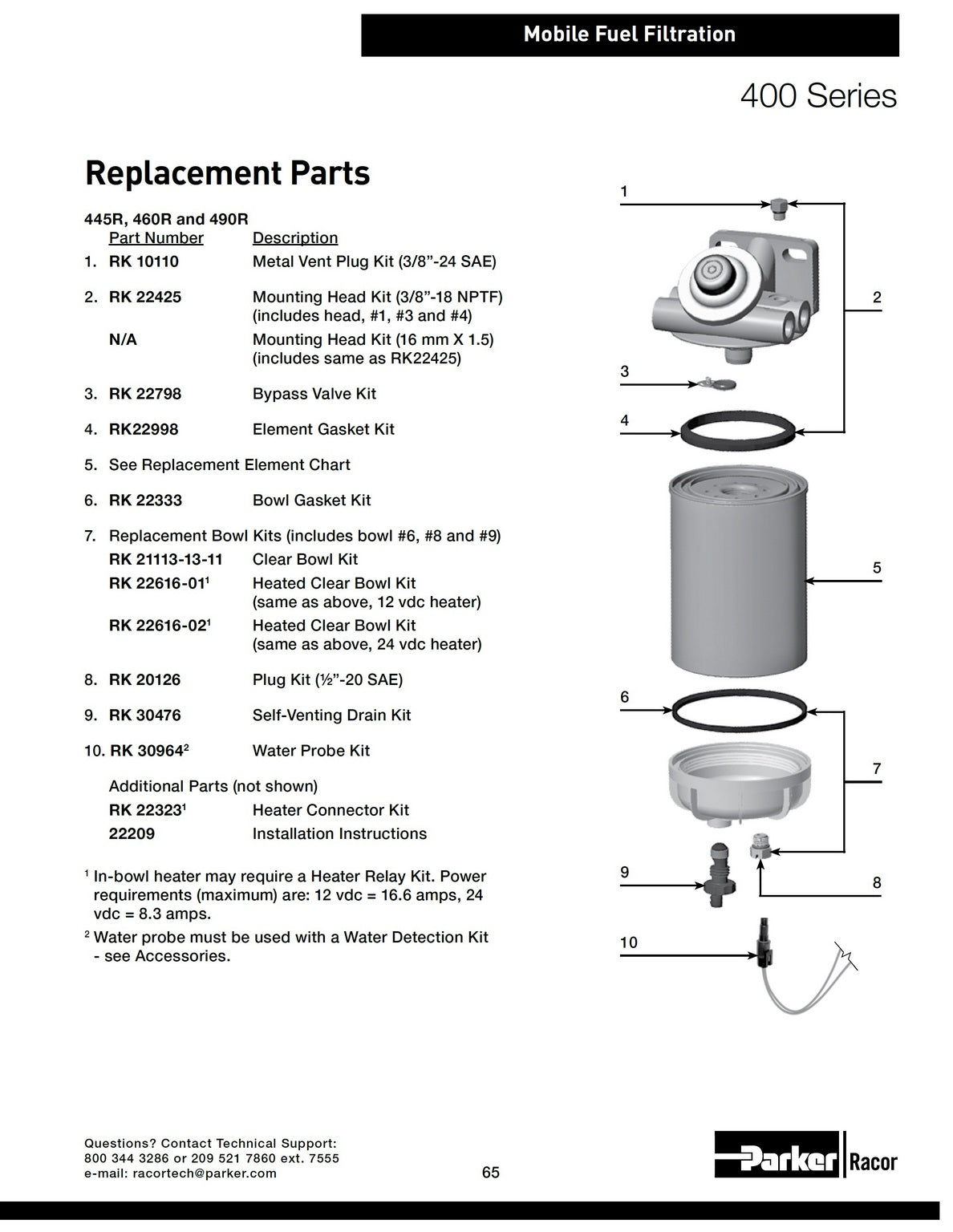 [RK22998]Racor REPL KIT- GASKET PACK