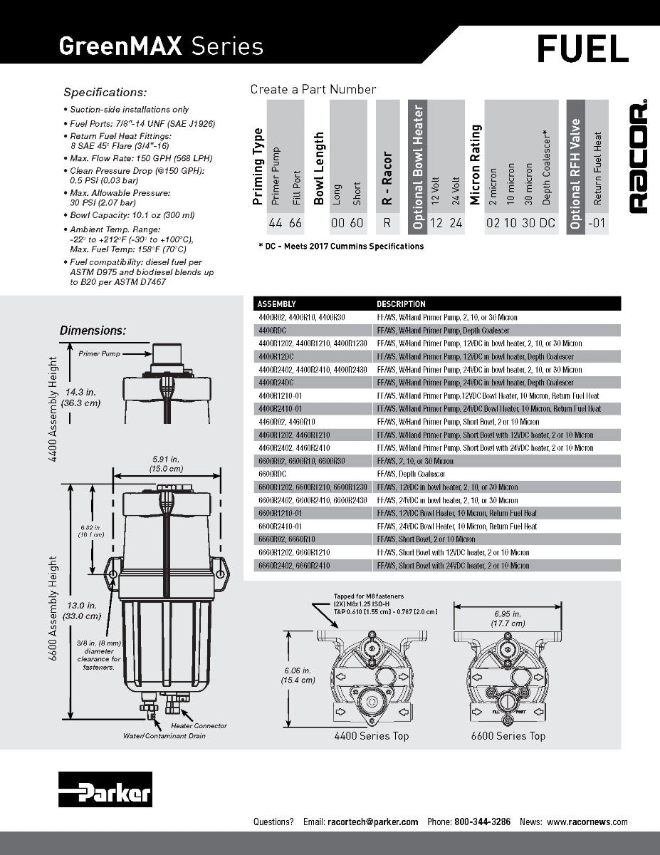 [6600R10]Racor 66000 GREENMAX FF ASSEMBLY