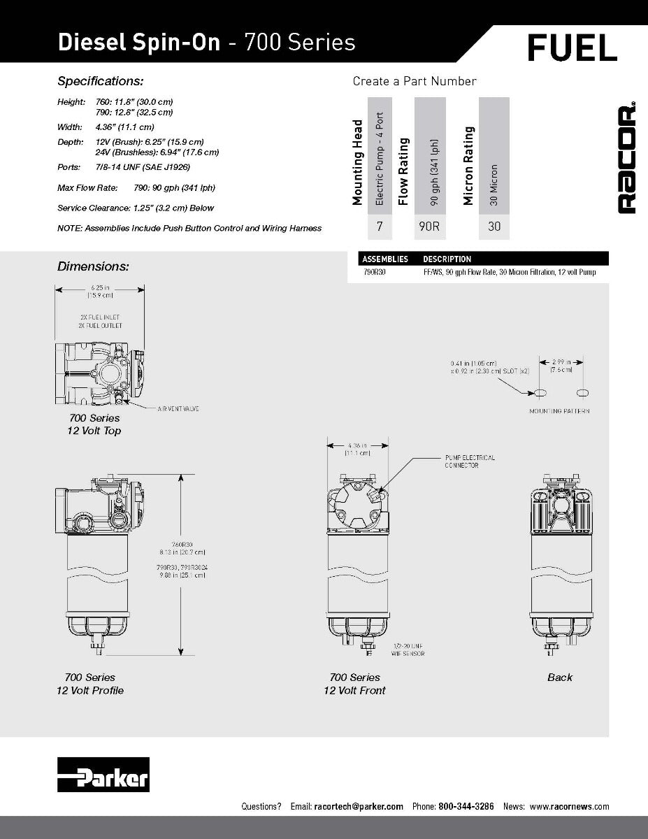 [P790R30]Parker Racor INTEGRATED ASSEMBLY - 90 GPH