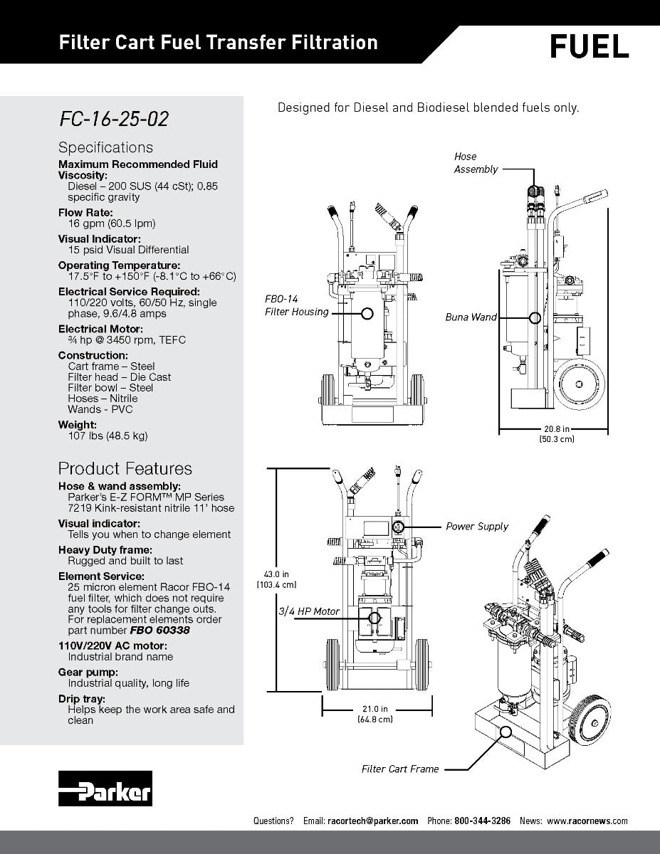 [FC-16-25-02]Racor cart fuel transfer filtration