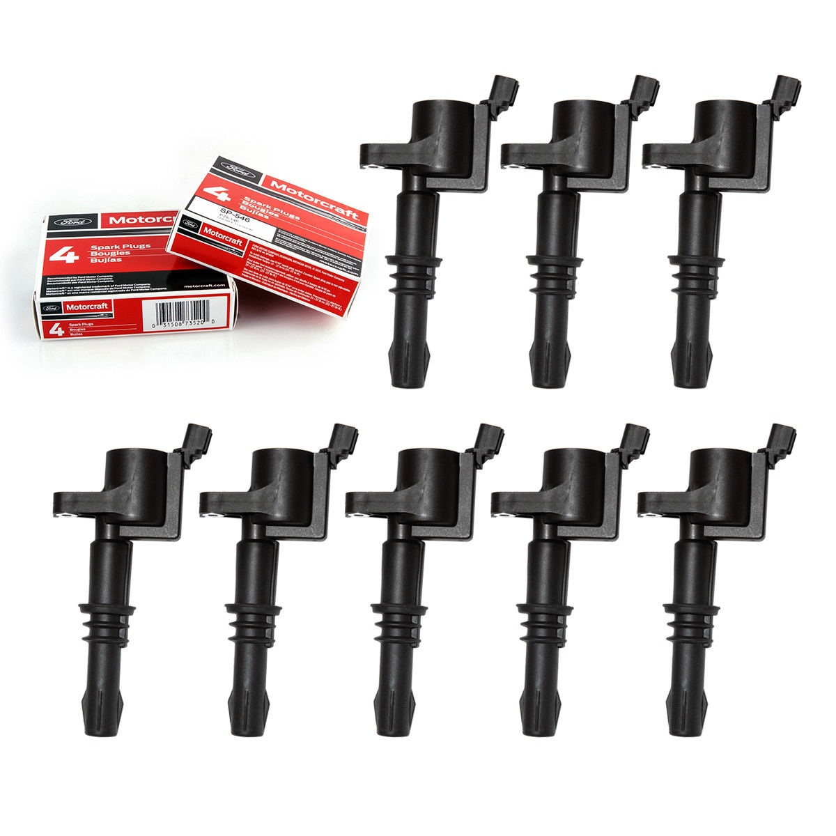 [dg-511(x8)/SP515(x8)]Juego de 8 bobinas de encendido Motorcraft/Ford OEM DG511 (DG511)-3L3Z-12029-BA y 8 bujías SP515.