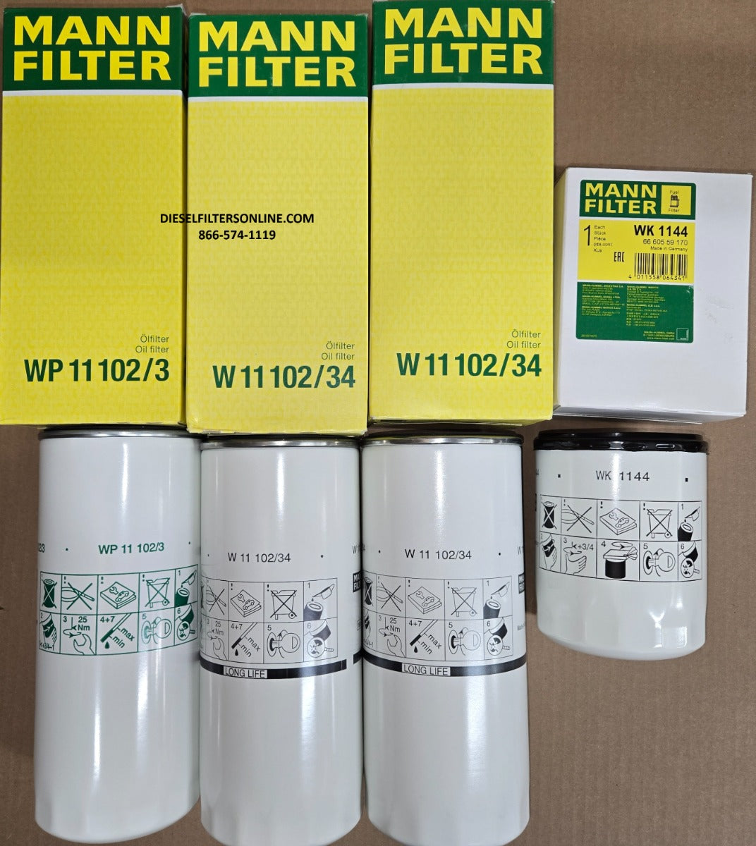 Kit de mantenimiento Volvo Penta W-11-102/34(21707133) x 2 WP-11-102/3(21707132) WK-1144(22377272) Compatible con motores diésel D13 Serie