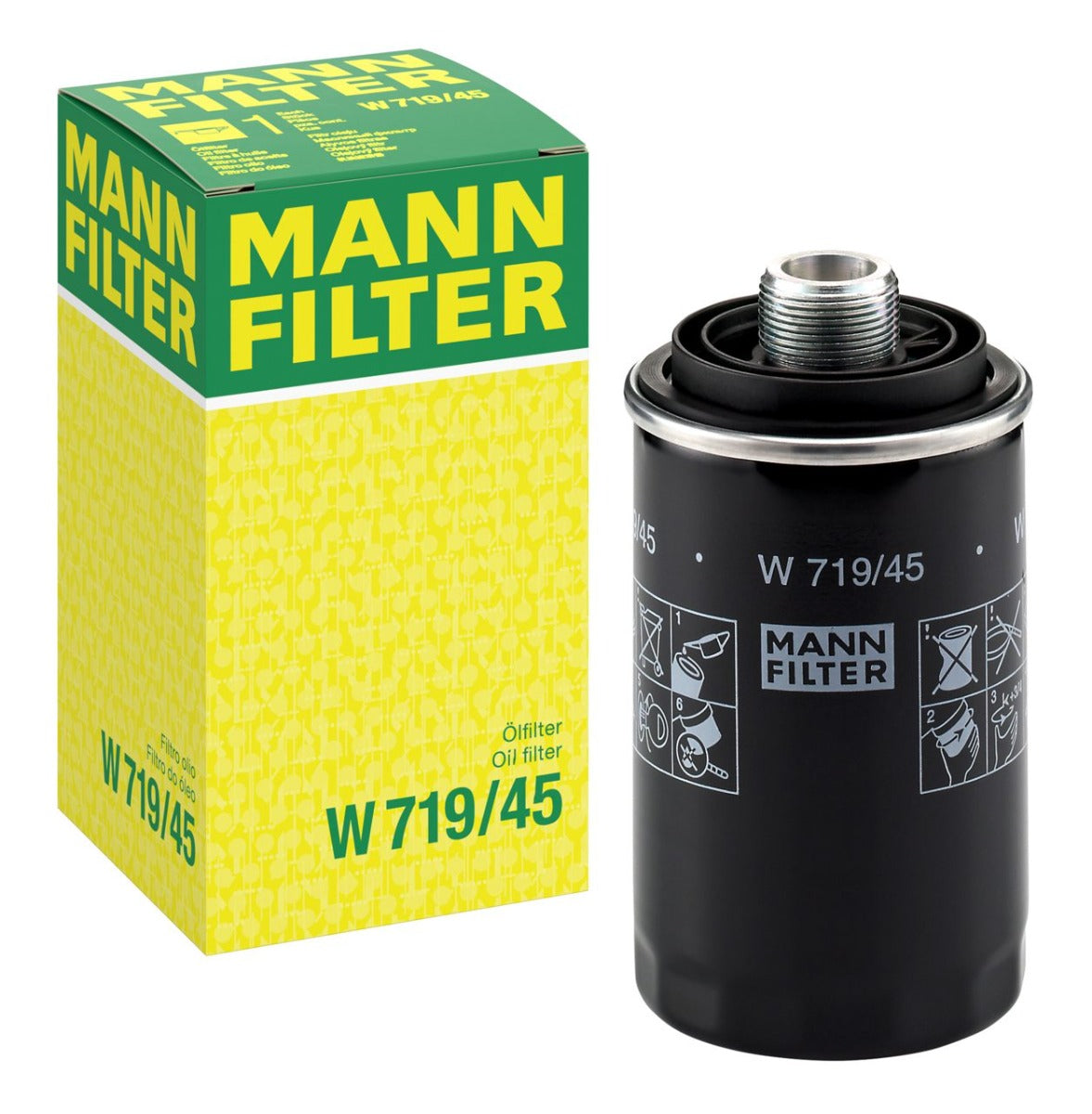 [W-719/45]Mann-Filter European Spin-on Oil Filter(VW/Audi 06h115403,m,q,06h115561b,06j198403q1016053926,1056004100,1017100xec01)