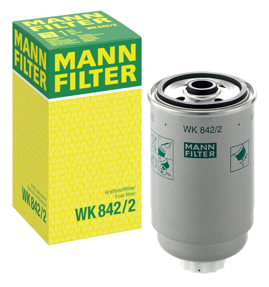 [WK-842/2]Mann-Filter European Spin-on Fuel Filter(Bobcat 5411656301, Caterpillar 5S-0481, 14SX-8412, Ingersoll-Rand 85448462, 89298541, 829993, Volvo Penta 1257201-2, 3976655, 1257200, 1257201, 1326899, 03976655-5, 234464-5, 829990)