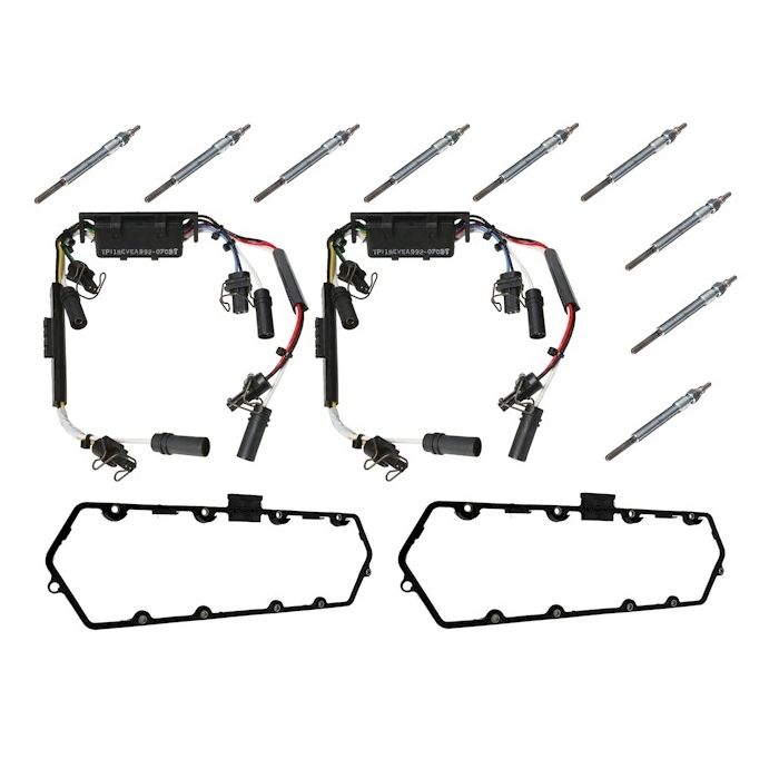 [F81Z-6584-AA (x2)--CM4884(x2)--ZD11(x8)]Ford/Motorcraft Ford 7.3L Powerstroke diesel glow plugs,wiring harness and valve cover gaskets